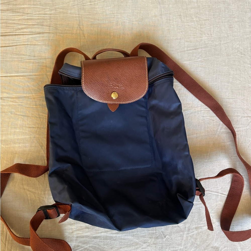 Longchamp Navy and Brown Women's Backpack